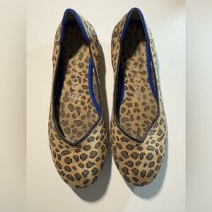 Rothy's Leopard Print Flats with Blue Trim